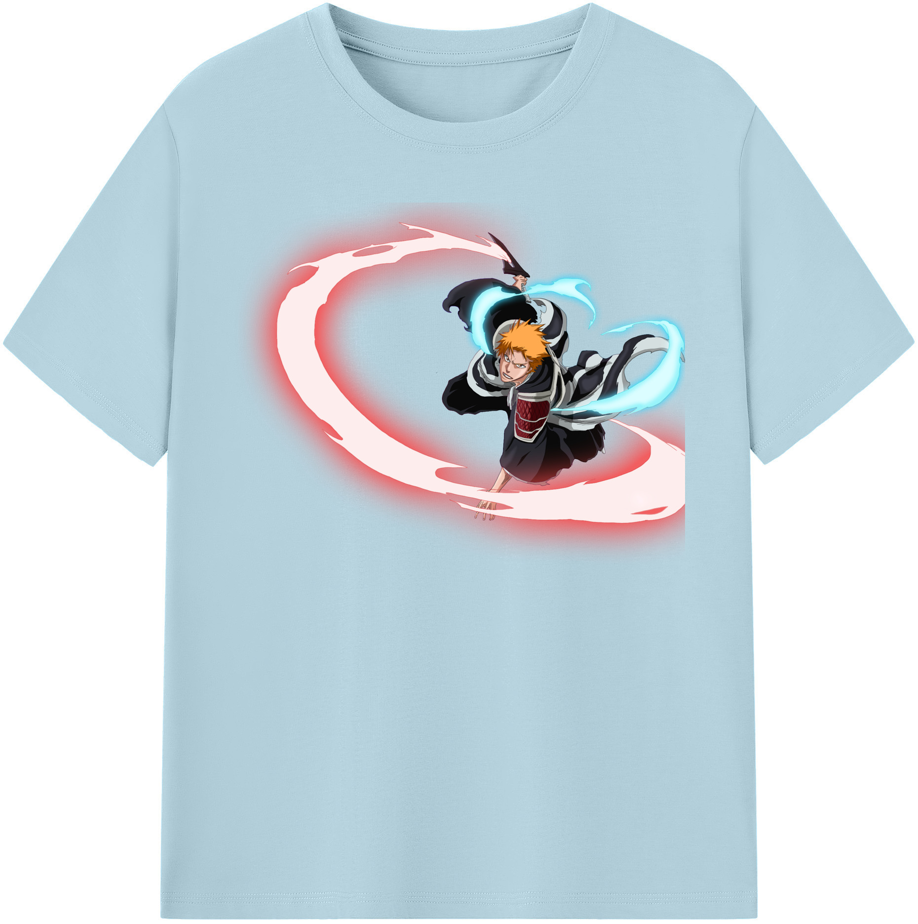 （画像用） ブリーチ 黒崎一護（くろさき いちご）BLEACH Kurosaki Ichigo 綿100％半袖Tシャツ（フロントプリント）